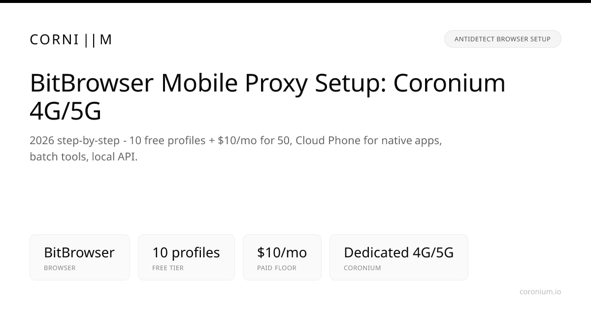 BitBrowser Mobile Proxy Setup — Coronium 4G/5G Guide | Coronium.io