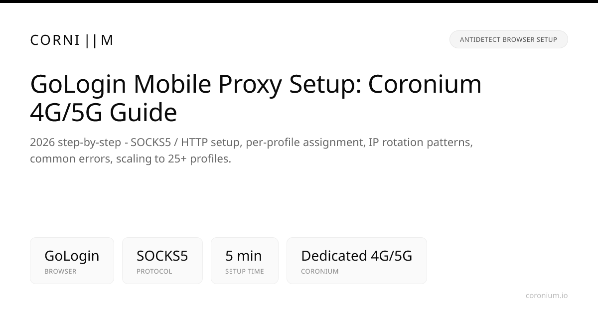 GoLogin Mobile Proxy Setup — Coronium 4G/5G Guide | Coronium.io