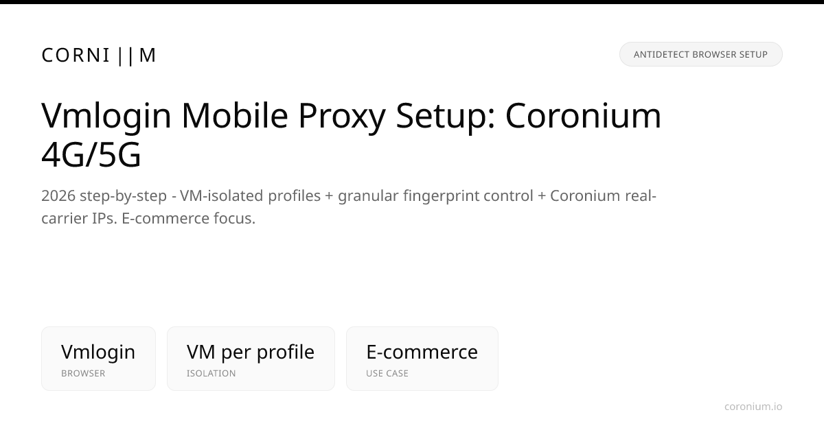Vmlogin Mobile Proxy Setup — Coronium 4G/5G Guide | Coronium.io